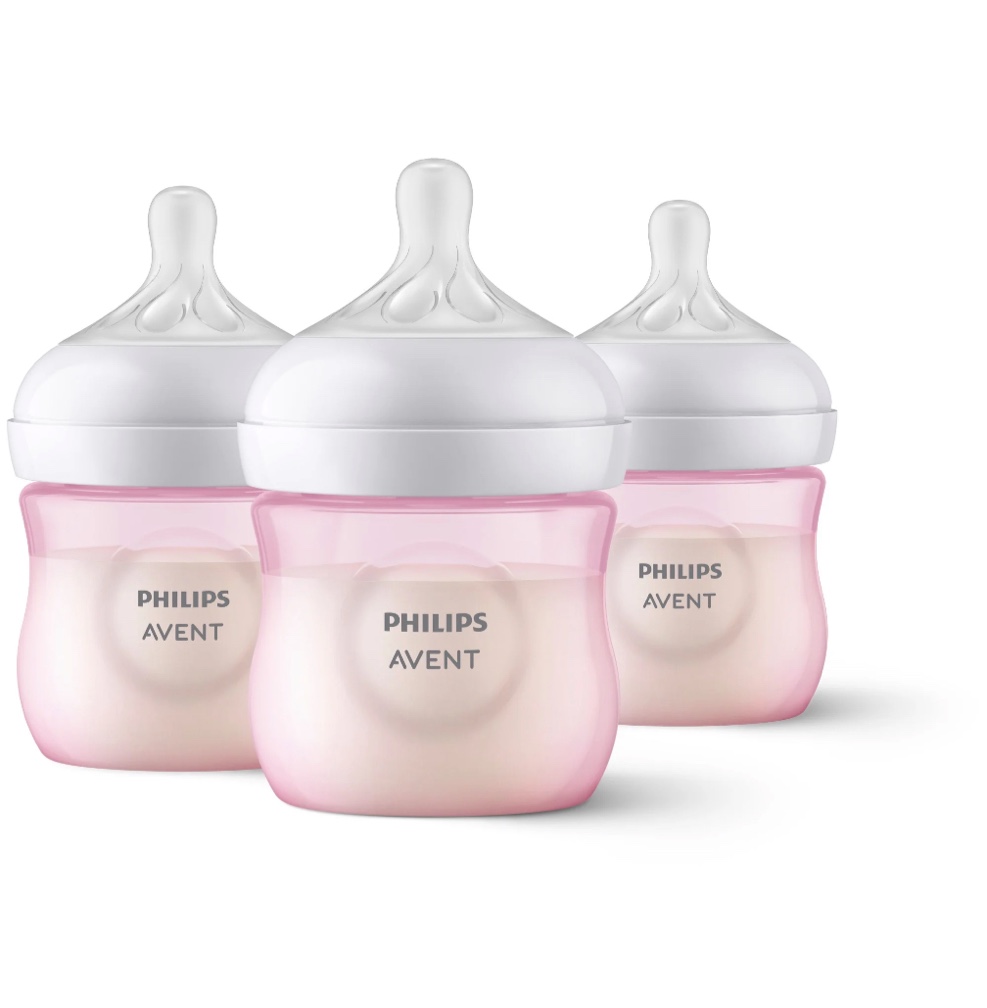 philips avent natural baby bottle with natural response nipple, pink, 4oz,3pk, scy900/13