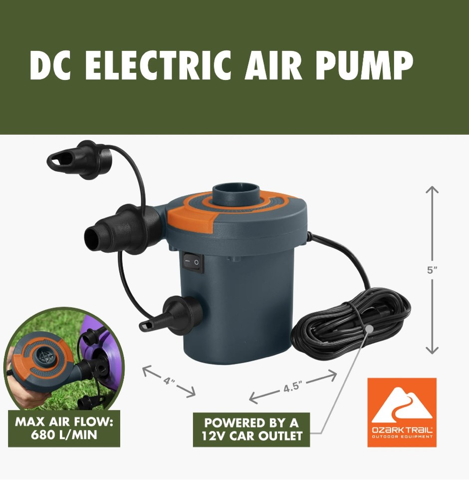 ozark trail sidewinder 12v dc electric air pump