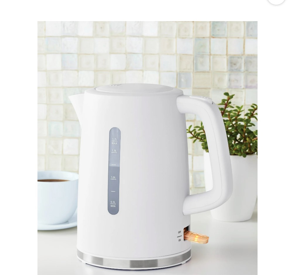 mainstays 1.7l electric kettle  color white  new condition  model ms8400778514-3