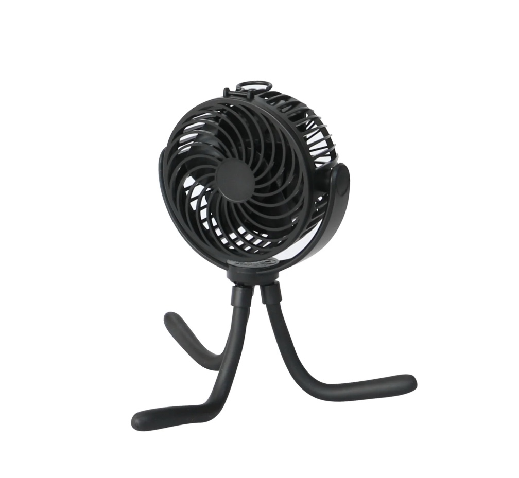 mainstays 4" new 3-speed portable rechargeable fan with flexible tripod and digital display, black