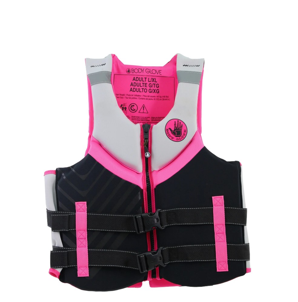 body glove women's adult neoprene pfd life jacket and vest, dual size l/xl, pink