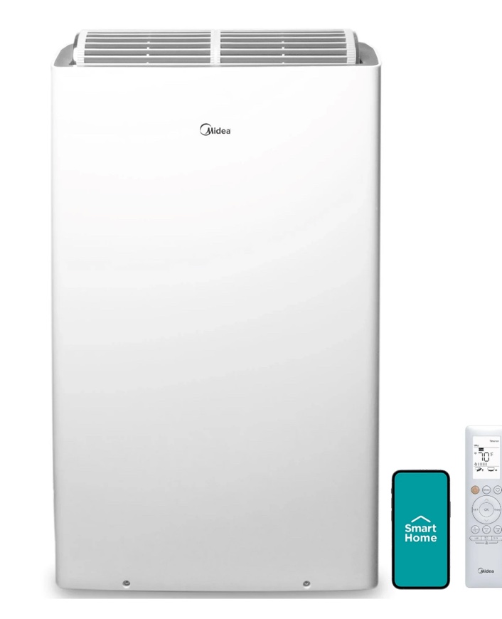 restored midea 12,000 btu duo portable air conditioner with inverter technology and remote control, rmp14stw, refurbished