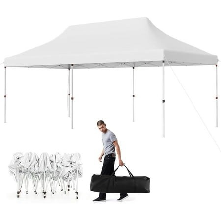 GVDV 10 X20 Pop up Canopy Tent Upgraded Straight Leg Instant Canopy Shelter Gazebo UPF 50+ All Season Wind Waterproof for Carport Catering Event
