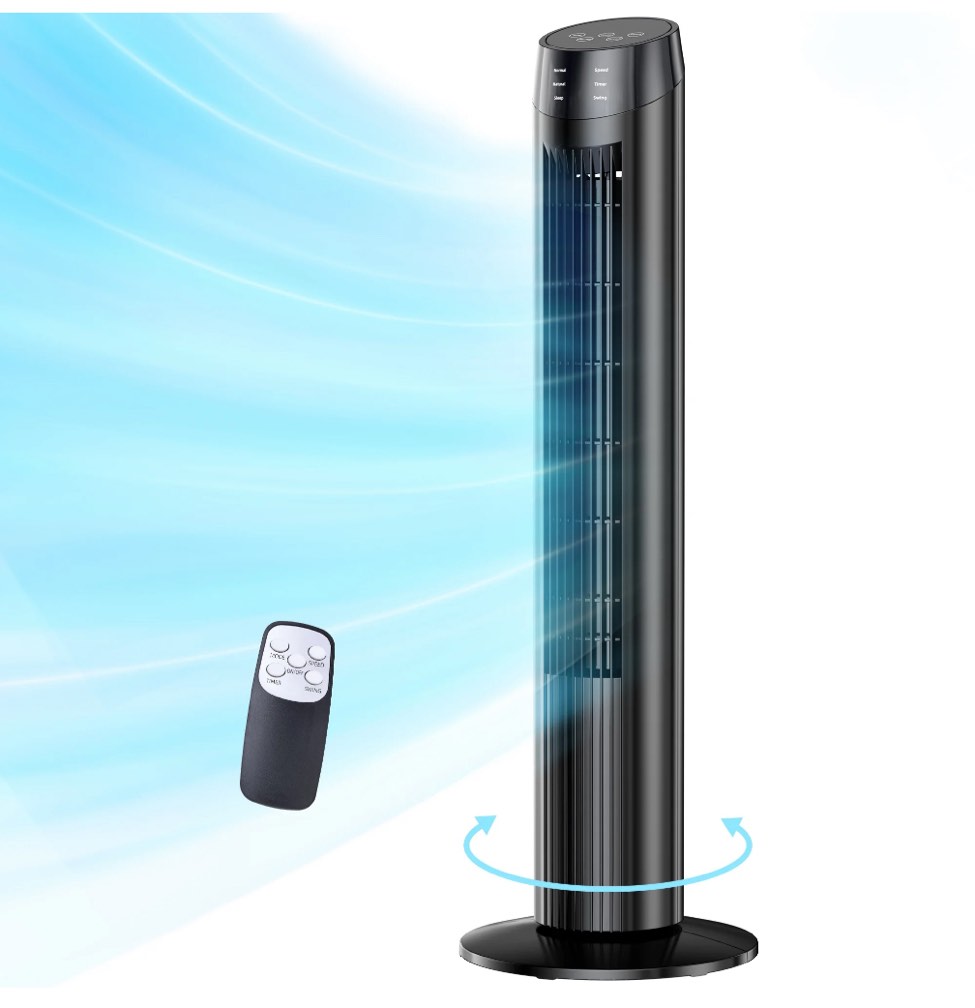 szrsth tower fan, 36" oscillating standing floor cooling fans, 3 speeds & modes,9h timer for home bedroom