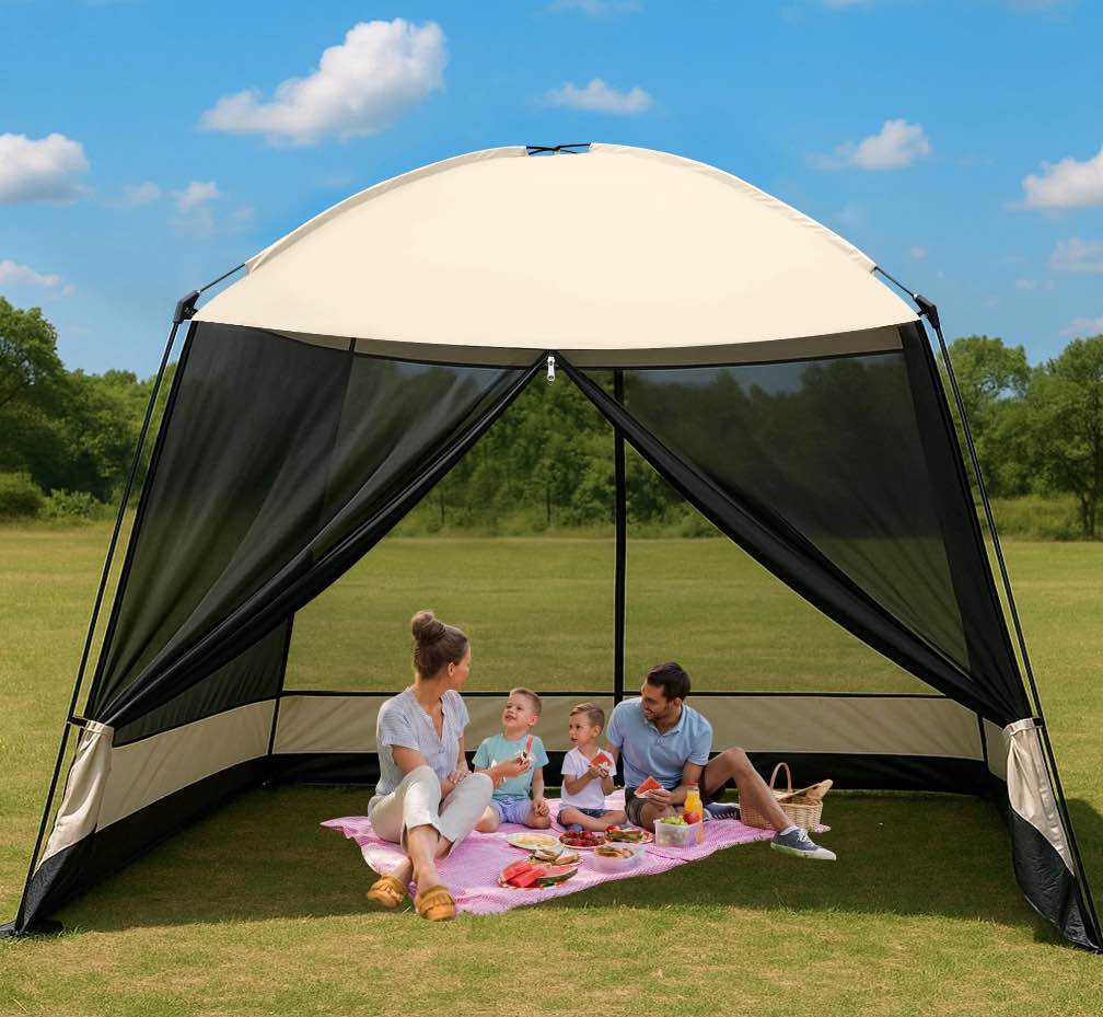 Screen House Room, GVDV 11x11 Ft Mesh Net Screen Tent Canopy, Easy Setup & Waterproof & Sunshade, Suitable for Camping Trip, Beach, Picnic