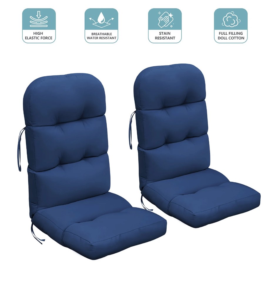 ATR ART to REAL 2 PCS Waterproof Adirondack Chair Cushions,Outdoor Rocking Chair Cushions,Navy Blue