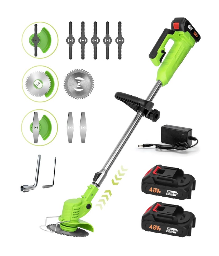 YAHHU Cordless Weed Wacker Battery Powered 21V - Trimmer, Edger, and Mower with Multiple Blades for Garden