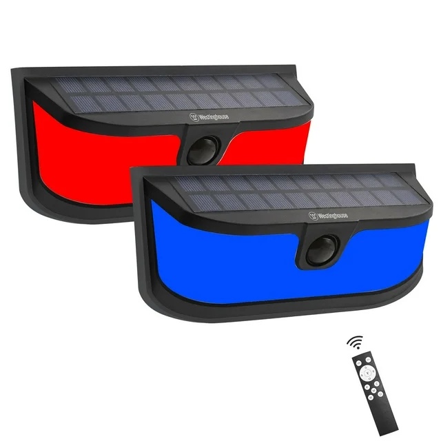 Westinghouse 1200 Lumen Solar LED Motion Activated Color Changing Wall Lights with Remote, 2 Pack