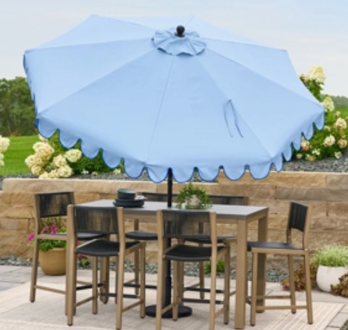 Better Homes & Gardens 9' Blue Scallop Patio Umbrella, Crank Lift and 3 Position Tilt-missing bottom pole