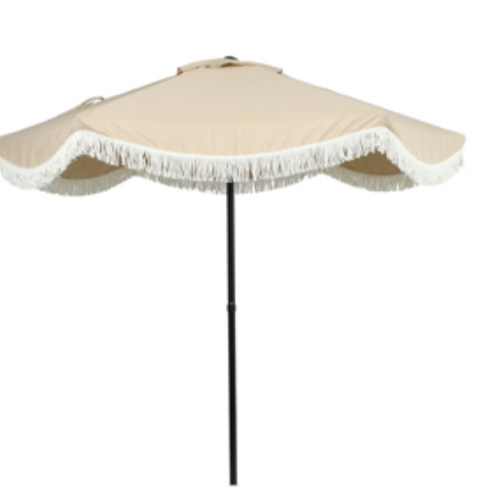 Better Homes & Gardens 7.5' Beige Scallop with Cream Fringe Patio-missing bottom pole
