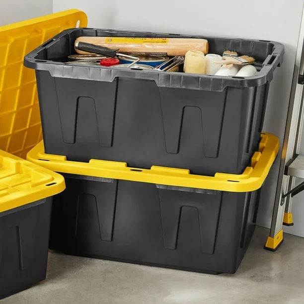 Member's Mark 27 Gallon Heavy-Duty Black Storage Tote, 20.6" D x 30.6" W x 14.3" H, 1 pack or 4 pack-no lids