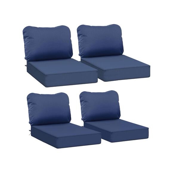 AAAAAcessories Outdoor Deep Seat Cushions for Patio Furniture, Waterproof Replacement Patio Chair Cushions Set of 4, 24 x 24 x 5 inch, Navy Blue