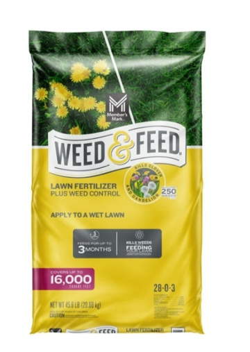 member's mark weed and feed with weed control, 16m bag