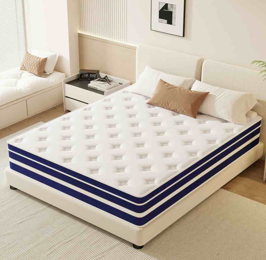 GUUKIN 12 inch Queen Mattress, Memory Foam & Spring Hybrid Medium Comfort Queen Size in a Box,Adult