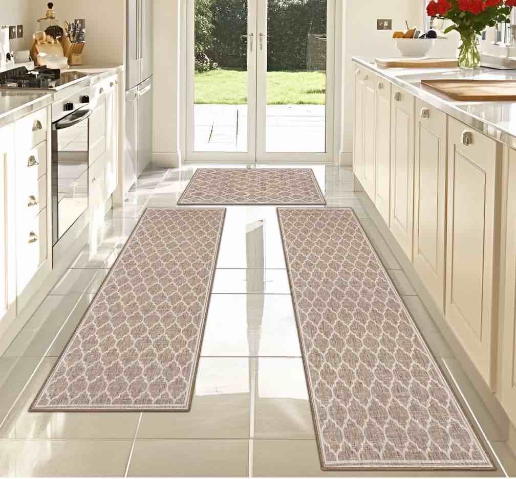 Soulgenix Kitchen Rug Sets, 3 Pieces Runner Rug with Non-Slip Baking for Kitchen Floor Comfort Standing, Rugs Mat with 20"x32"+20"x47"+20"x59"