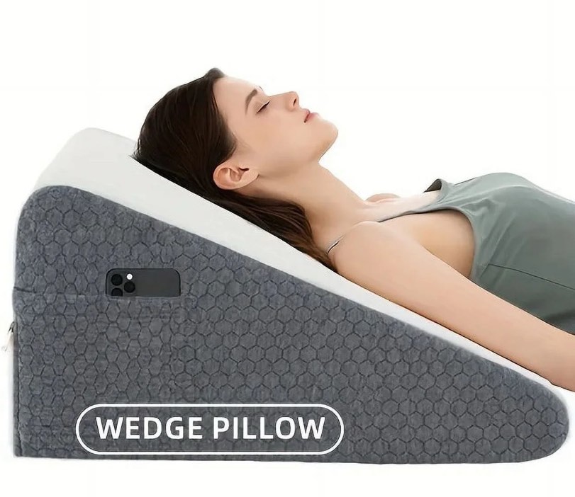 Wedge Pillow for Sleep Apnea & Acid Reflux Relief | Stylish and Chic Jacquard Pillowcase | Bed Wedge Pillow for Heartburn