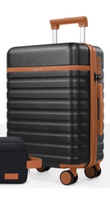 luggage carry on luggage 20 inch with spinner wheels,pc hardside suitcase set with tsa lock,durable carry on suitcase with travel backpack for men women(black brown)