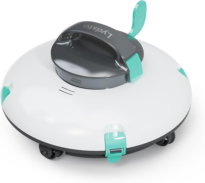 Cordless Robotic Pool Cleaner, Automatic Above Ground Pool Vacuum with 70 Mins Runtime, 15KPa Powerful Suction, Self-Parking, Lightweight, Ideal for Above-Ground Flat Pools up to 38 Feet, Lake Blue