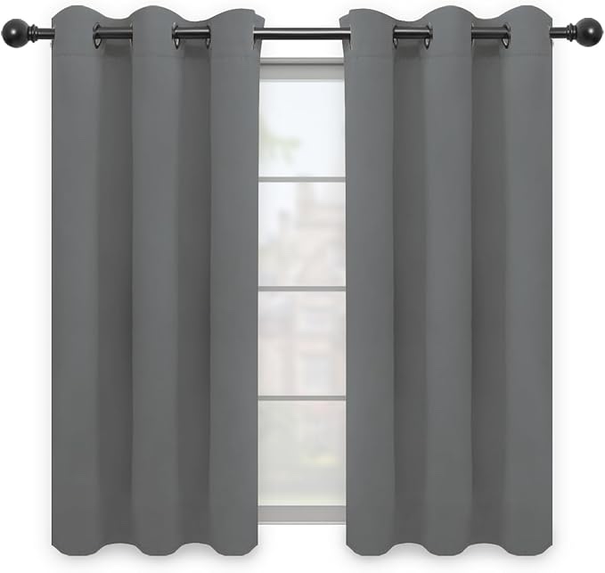 NICETOWN Extra Wide Kitchen Room Darkening Curtains, Privacy Window Treatment Blackout Drapes for Dining Room (Stone Gray 70" Wide x 63" Long, Set of 2)