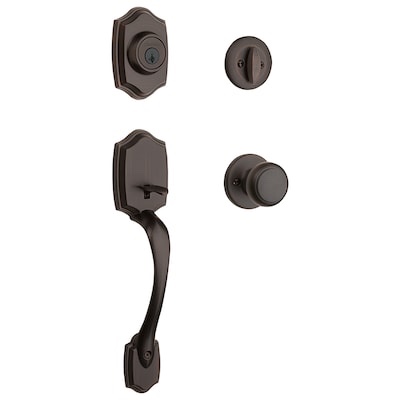 Kwikset Belleview Venetian Bronze Single-Cylinder Deadbolt and Keyed Entry Door Handleset ft. SmartKey Security 