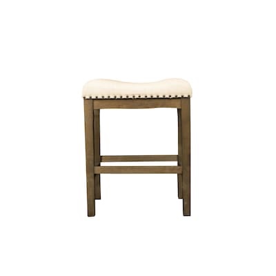allen + roth Brown 24.0-in H Counter height Upholstered Wood Bar Stool