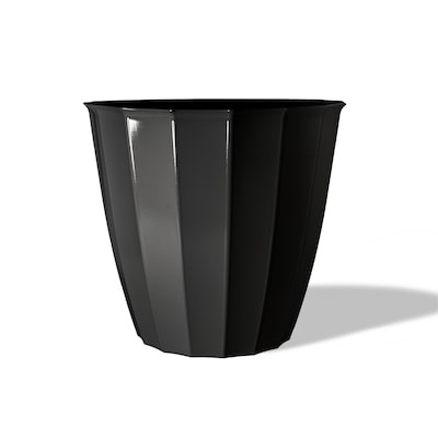  Style Selections Round 17.5-in W x 17.5-in L Black Recycled plastic Indoor/Outdoor Self Watering Planter