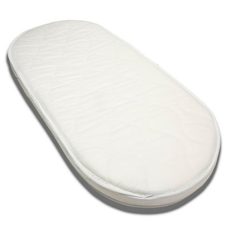 First Essentials Baby Bassinet Cradle Mattress Oval 15 X 30 Foam Waterproof Padded Design