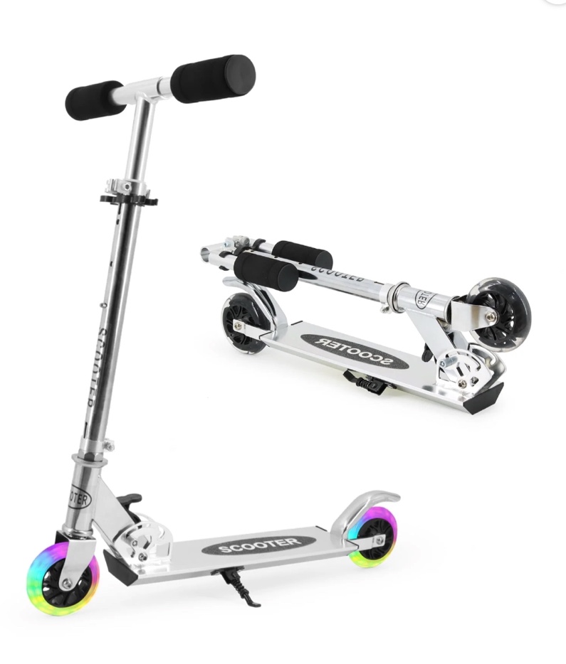 Scooter for Kids Ages 6-12 - Kids Kick Scooters with Led Light Up Wheels & 3 Levels Adjustable Handlebar, Lightweight Foldable 2 Wheel Girly Pink Scooter, Christmas Birthday Gifts for Girls Boys.