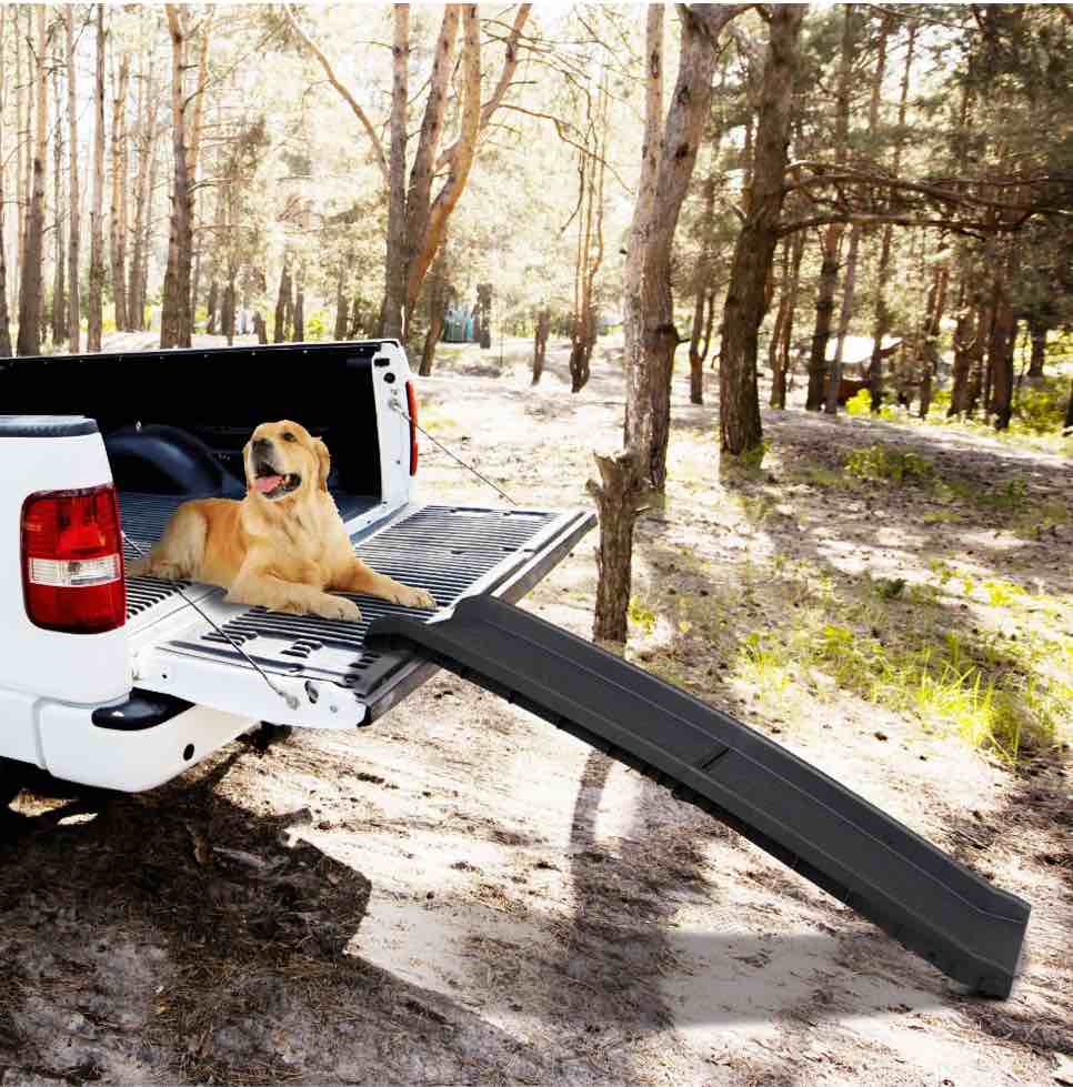 HomGarden 62-inch Folding Dog Ramp 150LBS Non-Slip Pet Car Ramp for Truck SUV Doorstep Porch Black
