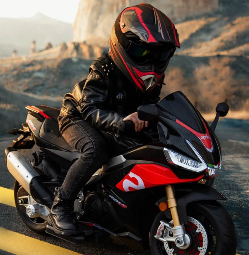 BKIRNP Aprilia 24V Kids Motorcycle Electric Motorbike Ride on Toy w/LED Lights Bluetooth Music Battery Powered 6MPH for Kids 3-11 Years Old
