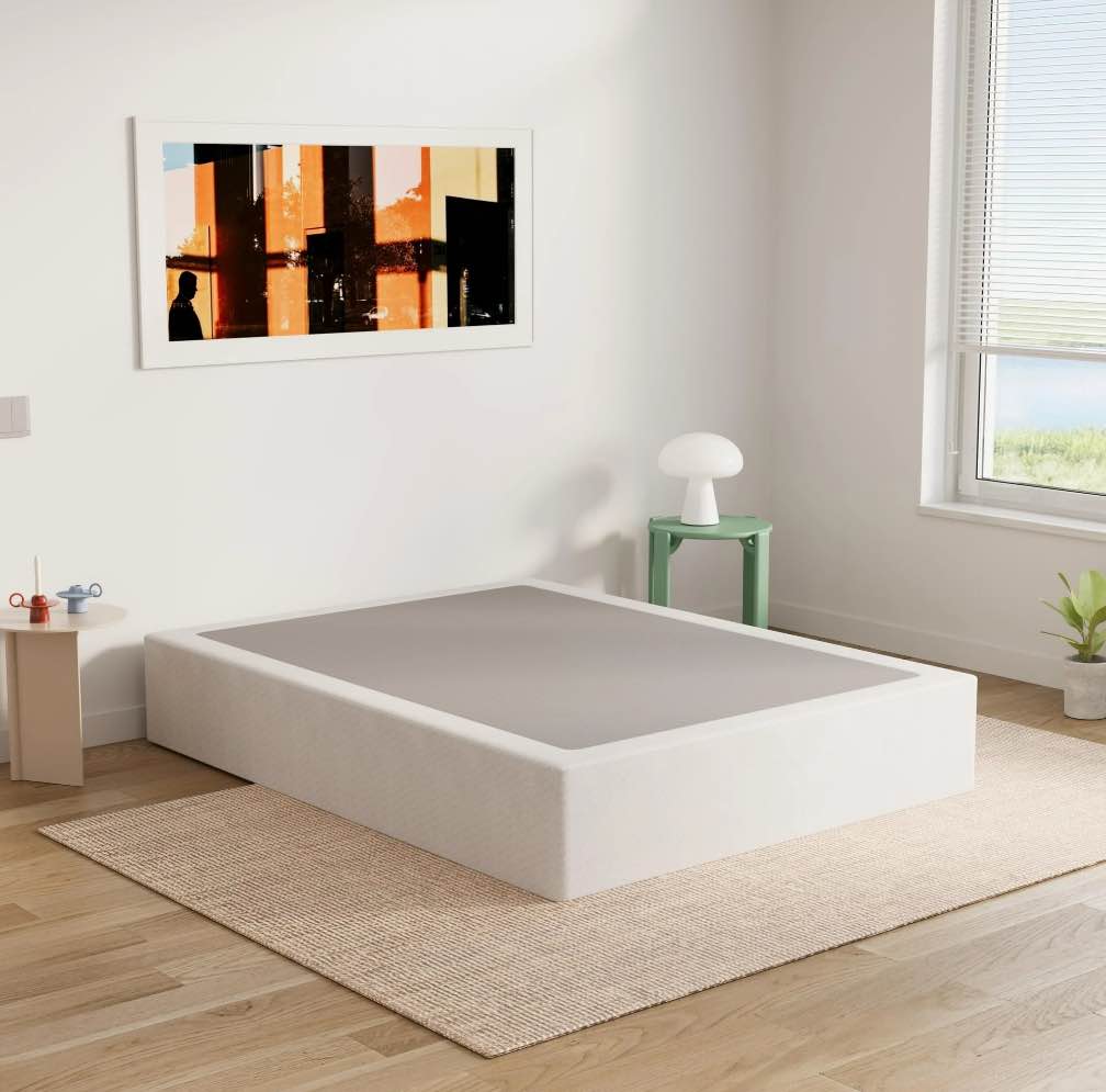 uliesc 9 inch king metal box spring, sturdy mattress foundation, fabric cover included, easy assembly