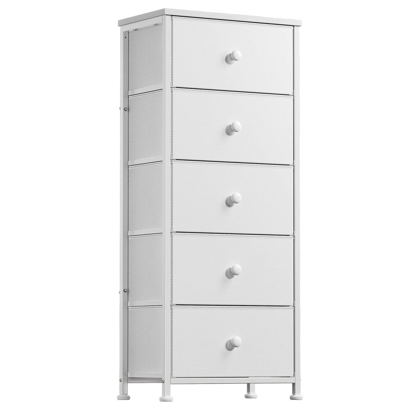 Dresser for Bedroom with 5 Drawers Chest of Drawers white