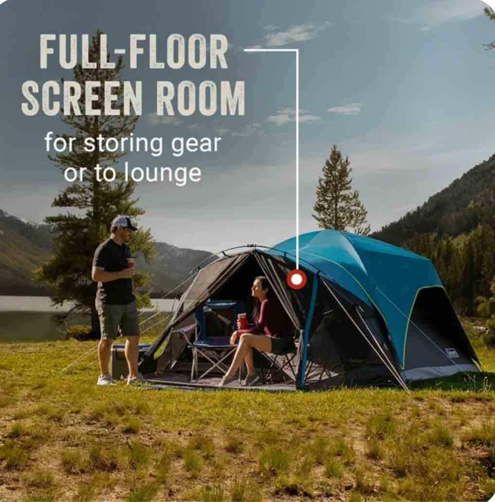 Coleman 8-Person Carlsbad Dark Room Dome Camping Tent with Screen Room