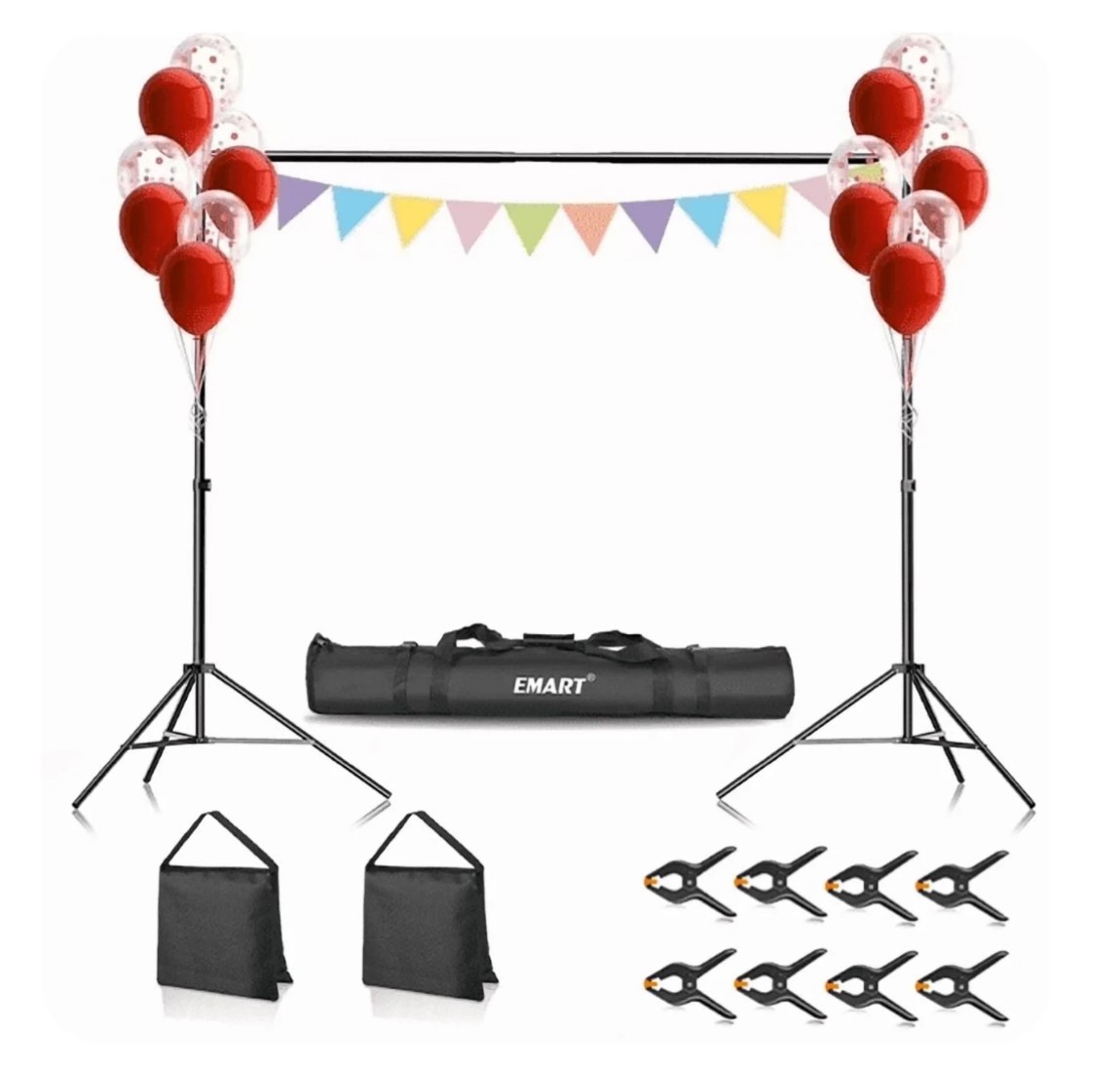 EMART Photo Backdrop Stand 10 x 7 ft, Adjustable Metal Photography Background Support System Kit
