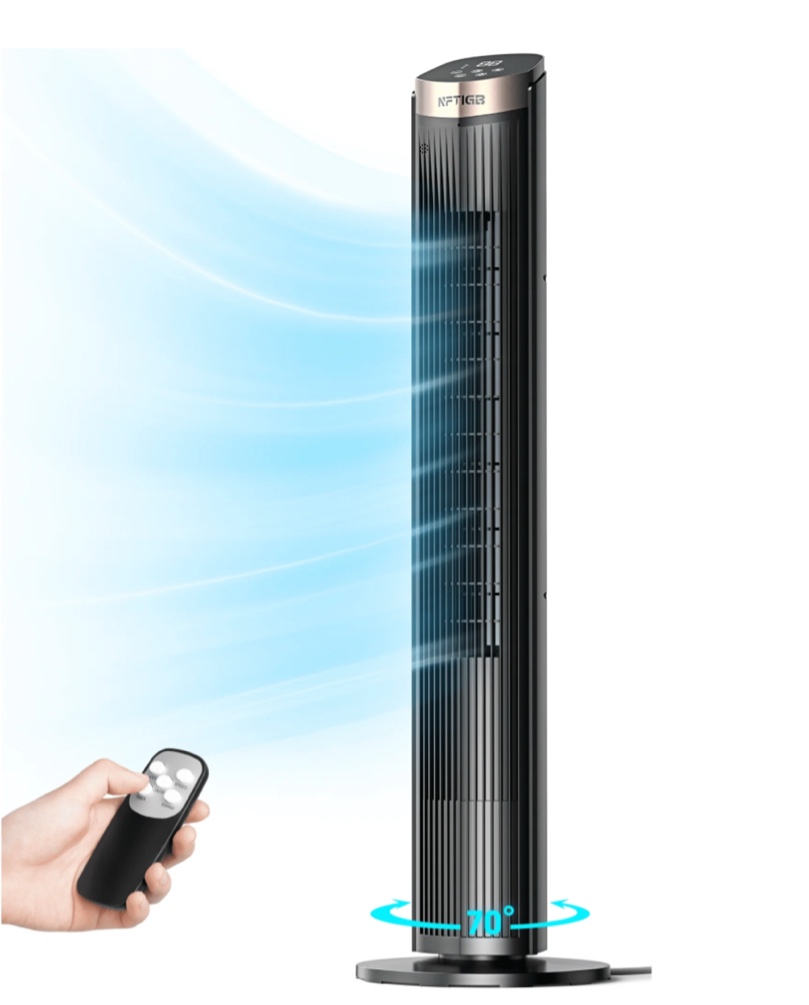 NFTIGB 40 inch Tower Fan for Home, 70° Oscillating Standing Floor Fan with Remote, 5 Speeds 3 Modes with Remote Bladeless Fan, New