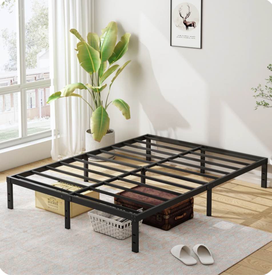 Maenizi 10 Inch King Bed Frame No Box Spring Needed, Heavy Duty Metal Platform with Steel Slats, Noise Free, Easy Assembly, Black