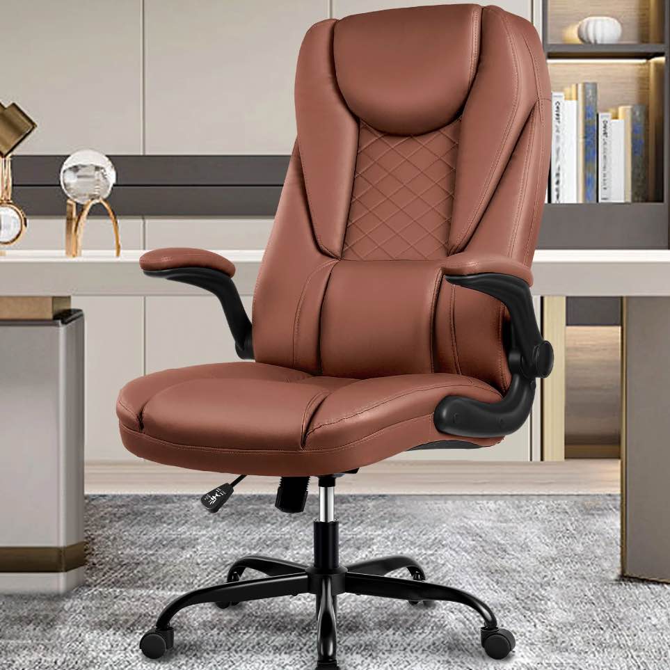 COOLHUT Leather Office Chair, Big and Tall Office Chair 400LBS Wide Seat Ergonomic Computer Desk Chair High Back Executive Leather Chair Adjustable Task Chair Lumbar Back with 8-Year Warranty, Espreso