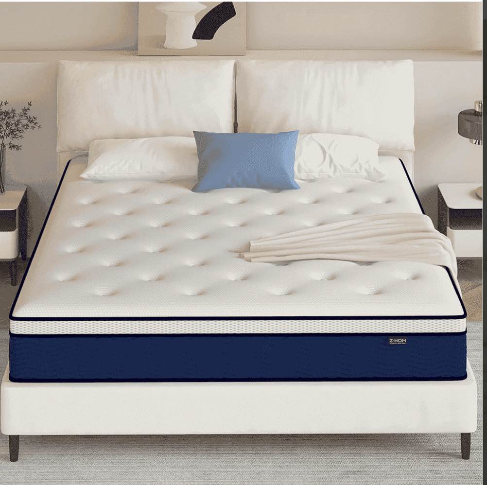 Twin Size Memory Foam Mattress in a Box,12 inch Hybrid Mattress Cooling Medium Firm Bed with Individually Pocket Coils Innerspring,Z-HOM