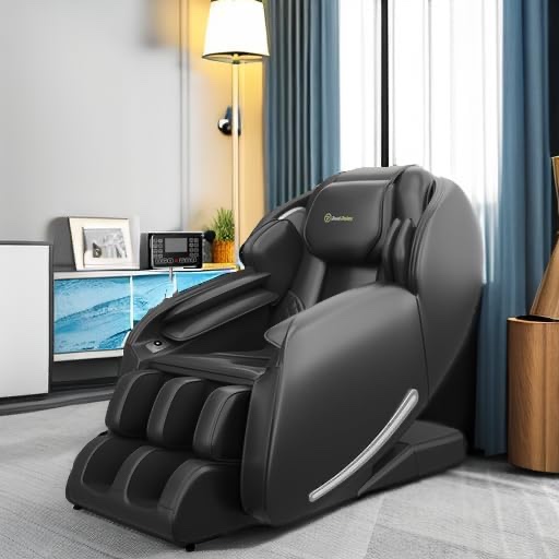 Real Relax 2024 Massage Chair, Full Body Zero Gravity SL-Track Shiatsu Massage Recliner Chair with Heat Body Scan Bluetooth Foot Roller APP Control, Favor-06 All Black