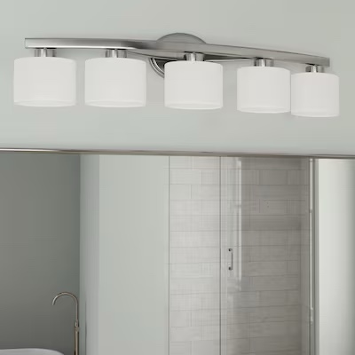 ALLEN + ROTH Merington 5-Light 37.5-in Brushed Nickel Vanity Light Bar