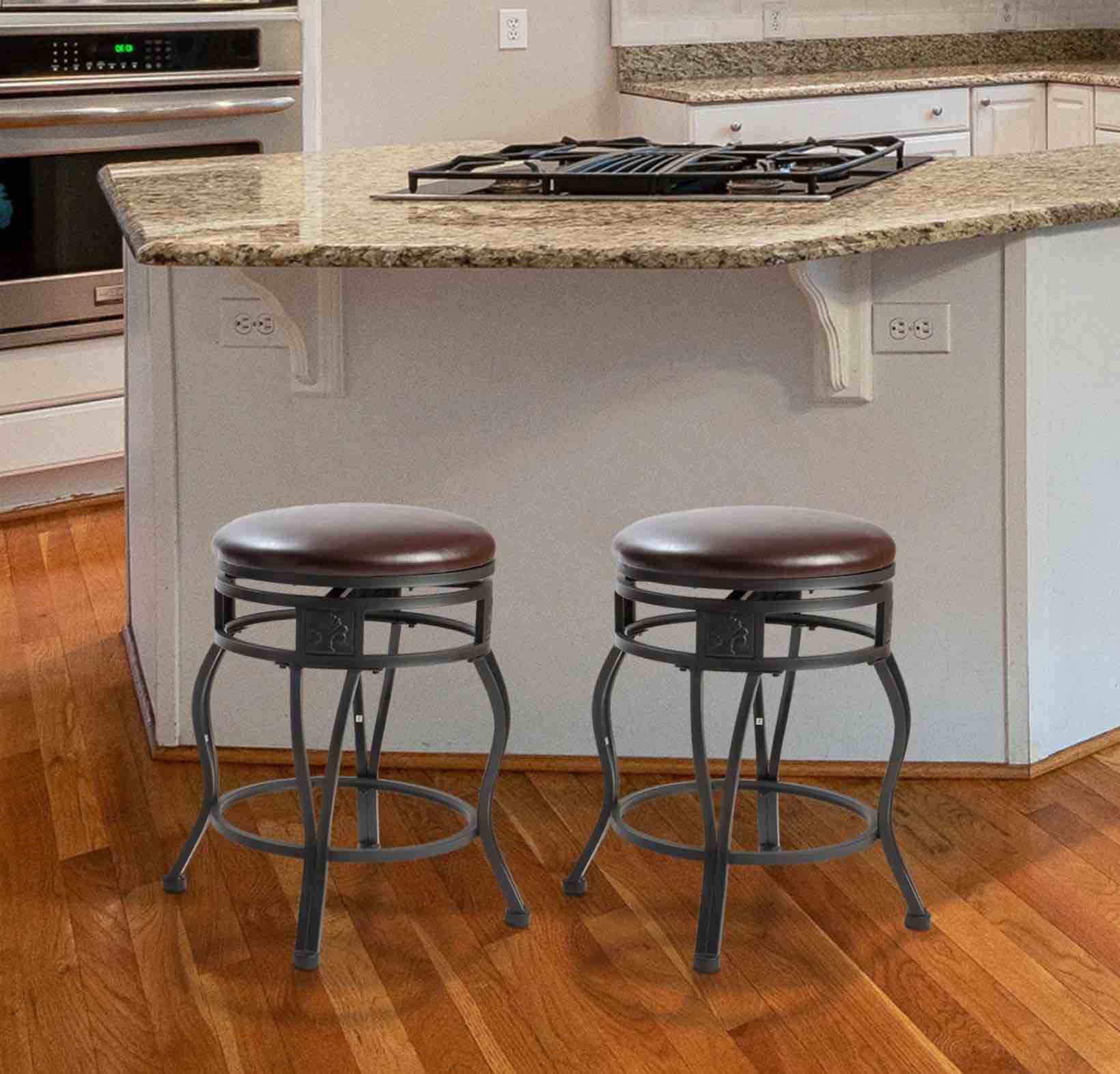 Swivel Bar Stool set of 2 black 