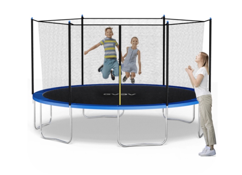 gvdv outdoor trampoline, 14' backyard recreational trampoline with enclosure for kids & adults