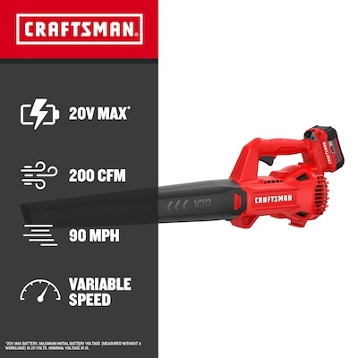 CRAFTSMAN V20 20-volt 200-CFM 90-MPH Battery Handheld Leaf Blower-tool only