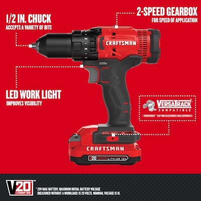 CRAFTSMAN V20 20-volt Max 1/2-in Keyless Cordless Drill-tool only