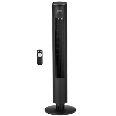 Utilitech 42-in 120 -Volt 3 -Speed Indoor BLACK/MATTE Oscillating Tower Fan with Remote