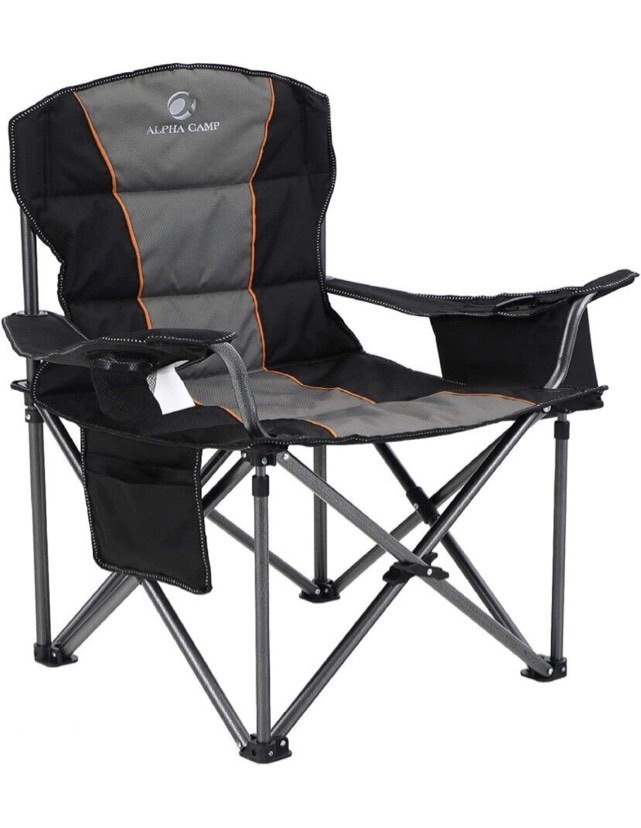 Oversized Camping Folding Chair Heavy Duty Support 450 LBS Oversized Steel Frame