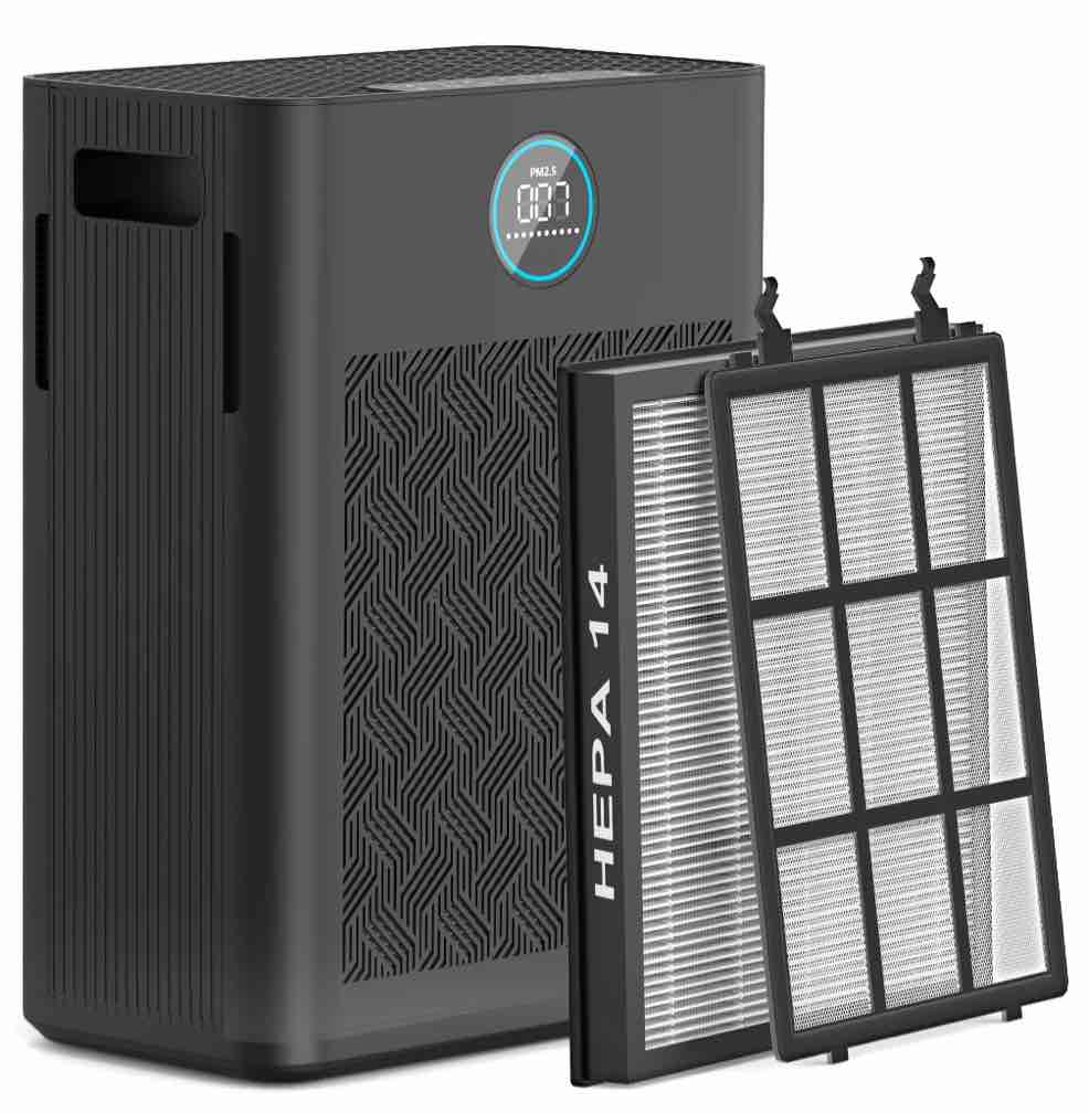 2025 Upgraded Air Purifier for Home Large Room 2800Ft² with Washable Pre-filter, H14 True Hepa Air Purifiers for Bedroom, for Pets Hair Pollen Odor Dander Dust Wildfire, Black