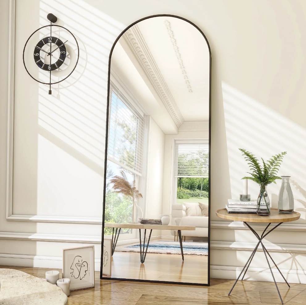 BEAUTYPEAK 71"x27.1" Arch Full Length Mirror Oversized Floor Mirrors for Standing Leaning, Black