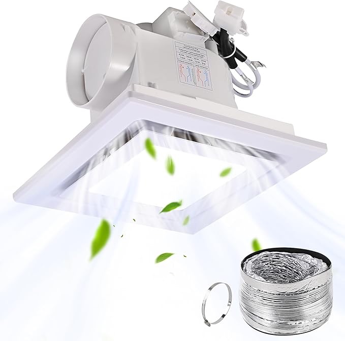 Heromind Bathroom Exhaust Fan with Light, 110 CFM, 1.0 Sones, 12.16” Ceiling Vent Fan with 20W LED L