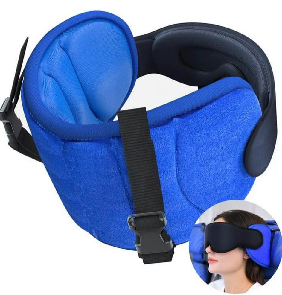 SARISUN Travel Pillows for Airplanes, Airplane Pillow for Long Flight, Airplane Head Strap with Eye 